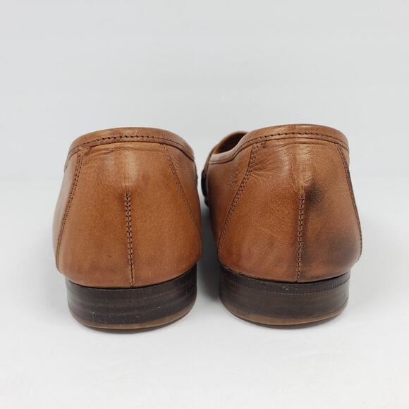 Cole Haan Mens Size 9 Brown Leather Italy Woven Tassel Dress Loafer Shoes